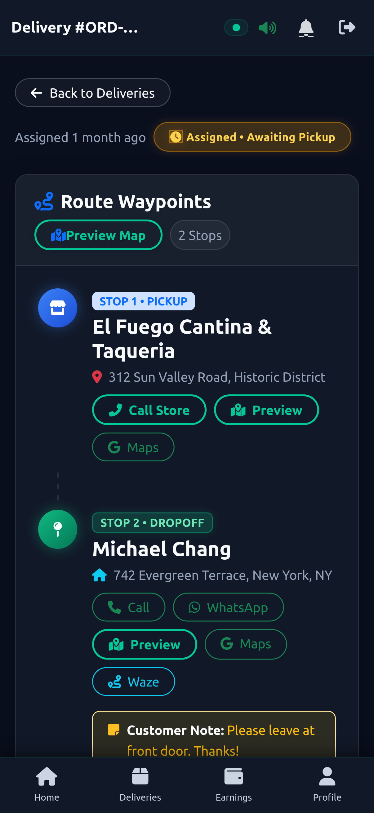 Driver Live Delivery Assignment
