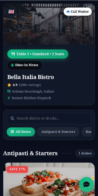 Table QR Dine-In Menu
